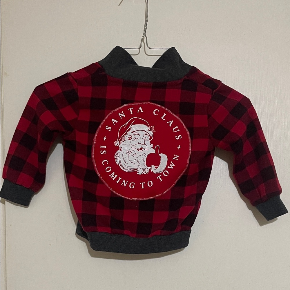 Kids Red Plaid Santa Sweatshirt